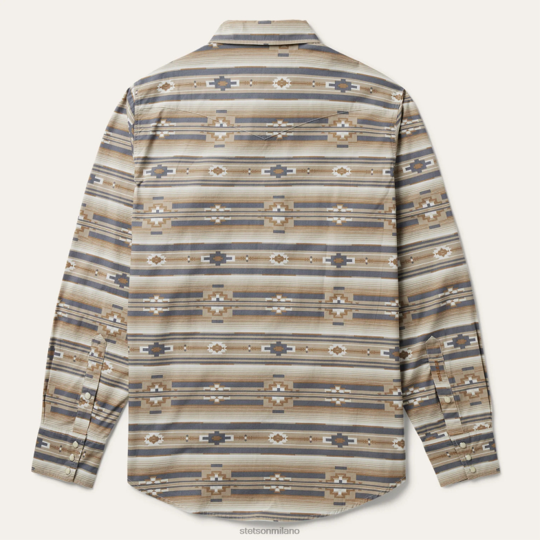 Stetson camicia western con stampa azteca orizzontale 6BP6J309 abbigliamento marrone uomini