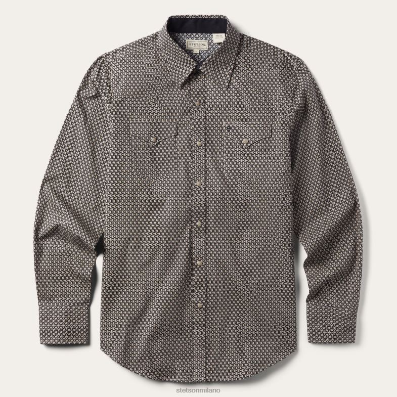 Stetson camicia western con stampa di diamanti 6BP6J324 abbigliamento marrone uomini