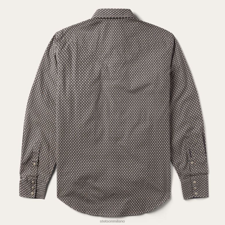 Stetson camicia western con stampa di diamanti 6BP6J324 abbigliamento marrone uomini