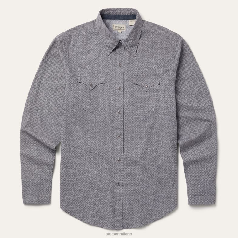 Stetson camicia western con stampa di diamanti 6BP6J353 abbigliamento grigio uomini