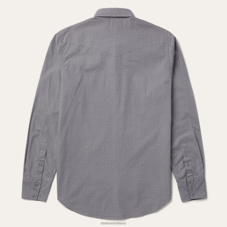 Stetson camicia western con stampa di diamanti 6BP6J353 abbigliamento grigio uomini