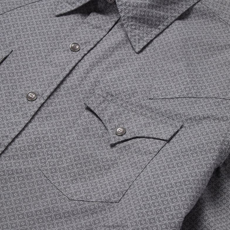 Stetson camicia western con stampa di diamanti 6BP6J353 abbigliamento grigio uomini