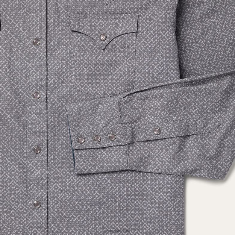 Stetson camicia western con stampa di diamanti 6BP6J353 abbigliamento grigio uomini