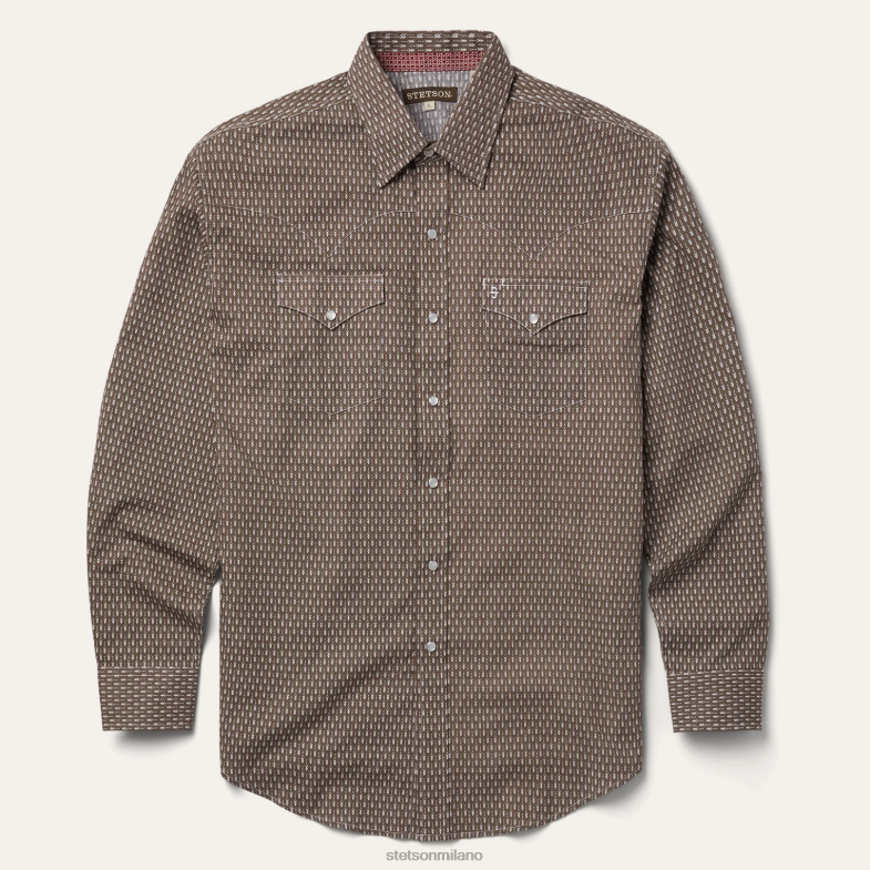 Stetson camicia western con stampa di frecce 6BP6J350 abbigliamento grigio uomini