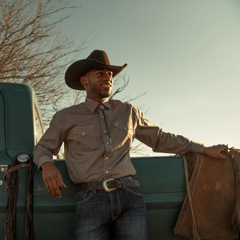Stetson camicia western con stampa di frecce 6BP6J350 abbigliamento grigio uomini