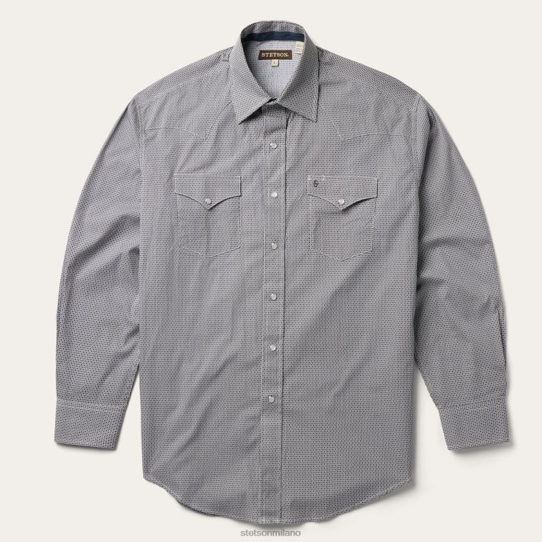 Stetson camicia western con stampa geo 6BP6J332 abbigliamento grigio uomini