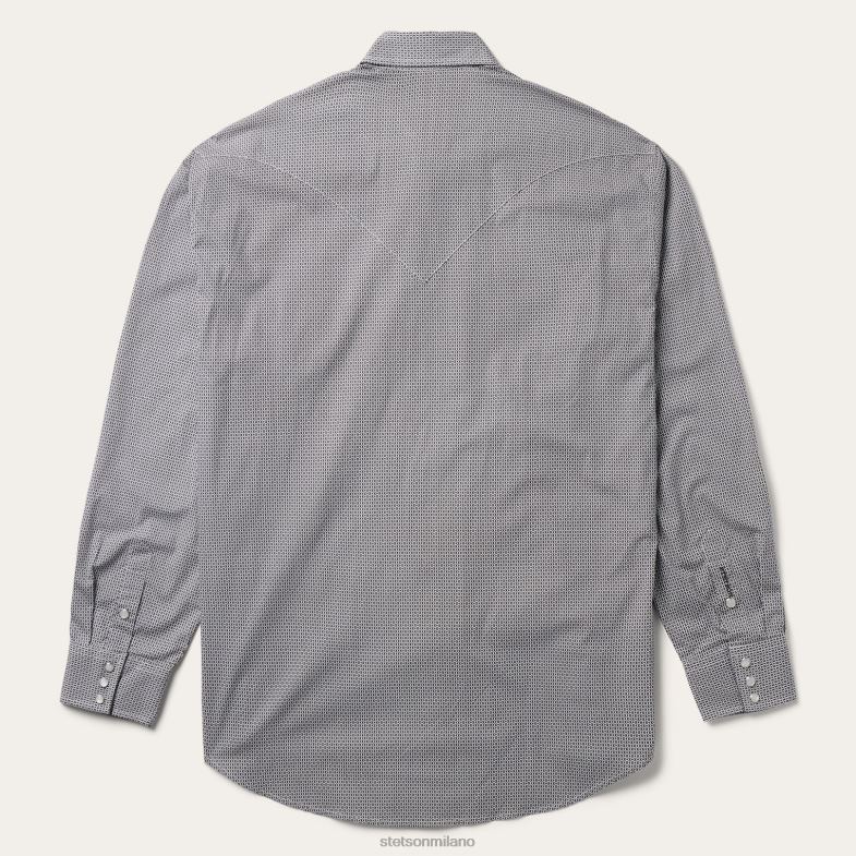 Stetson camicia western con stampa geo 6BP6J332 abbigliamento grigio uomini