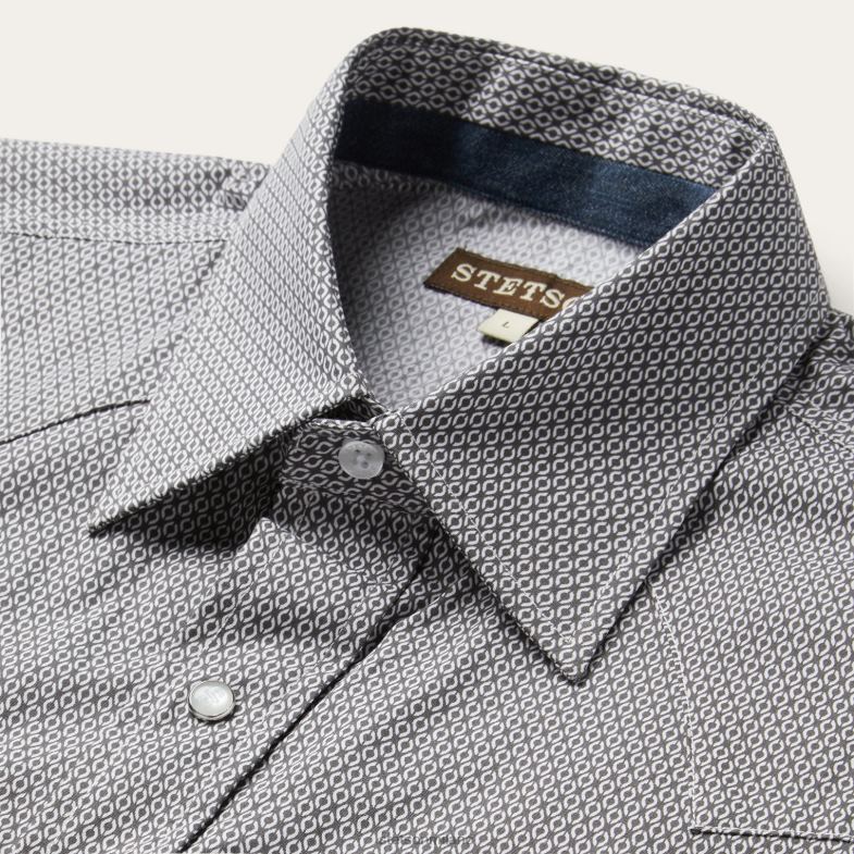 Stetson camicia western con stampa geo 6BP6J332 abbigliamento grigio uomini