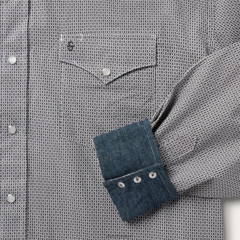 Stetson camicia western con stampa geo 6BP6J332 abbigliamento grigio uomini