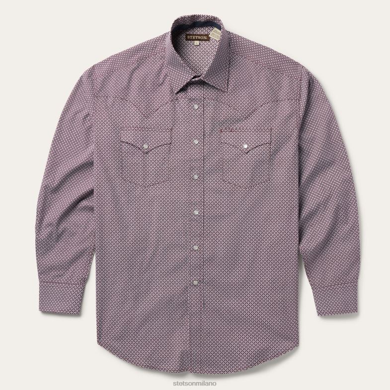 Stetson camicia western con stampa geo a quattro punti 6BP6J372 abbigliamento blu uomini