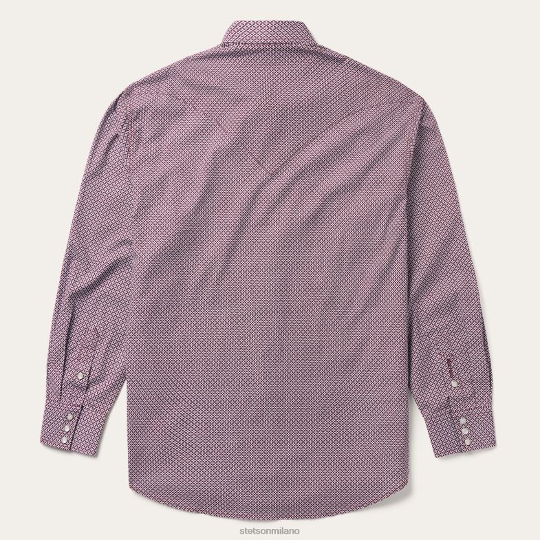 Stetson camicia western con stampa geo a quattro punti 6BP6J372 abbigliamento blu uomini