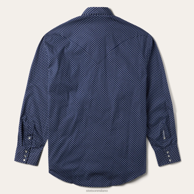 Stetson camicia western con stampa geografica polaris 6BP6J333 abbigliamento blu uomini