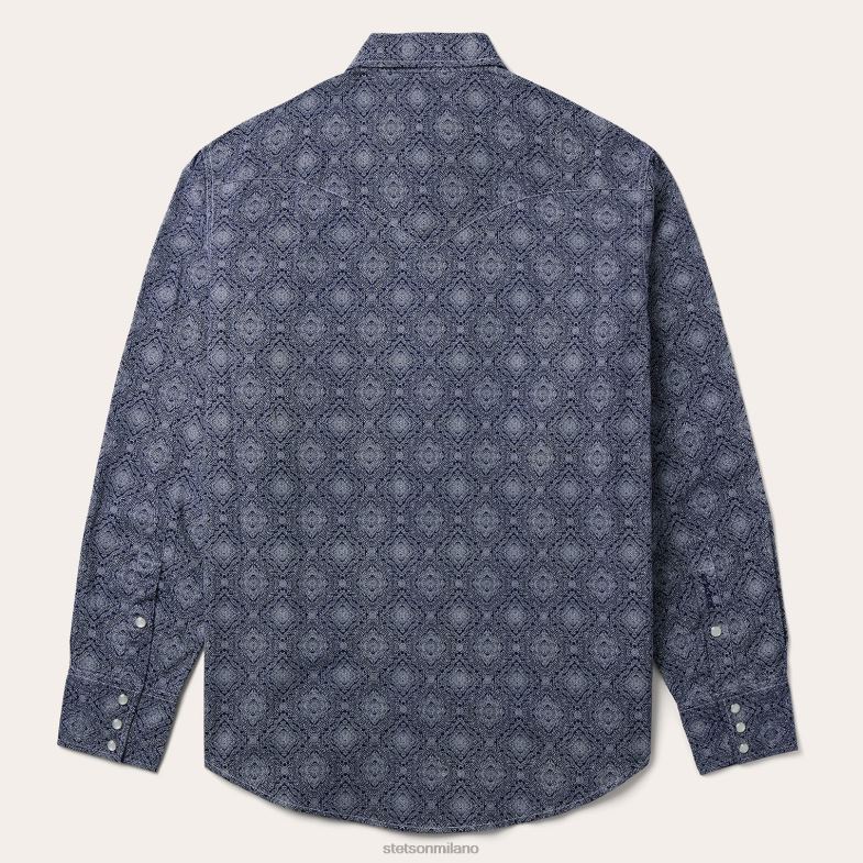 Stetson camicia western con stampa medaglione 6BP6J328 abbigliamento blu uomini