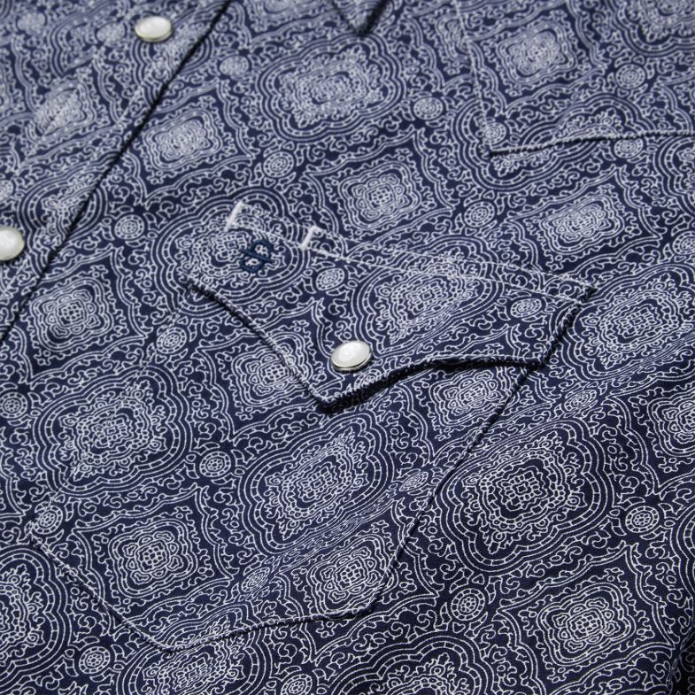 Stetson camicia western con stampa medaglione 6BP6J328 abbigliamento blu uomini