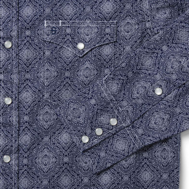 Stetson camicia western con stampa medaglione 6BP6J328 abbigliamento blu uomini
