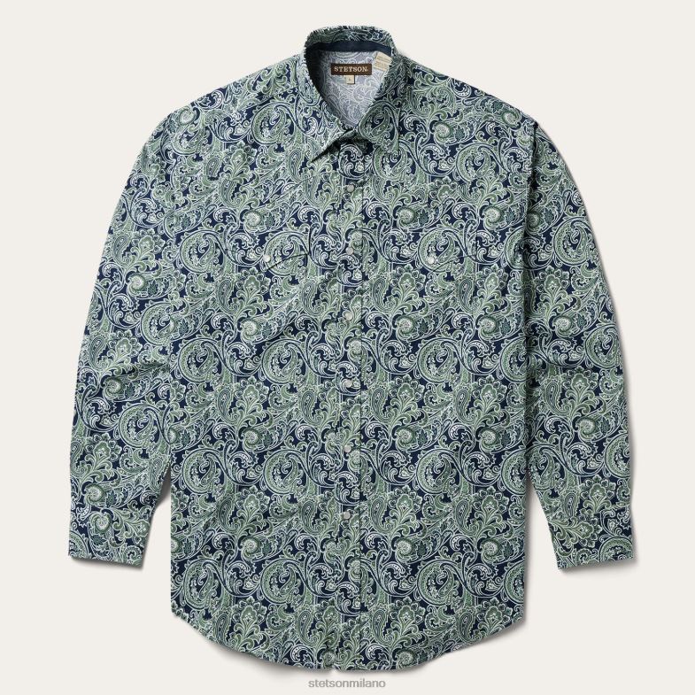 Stetson camicia western con stampa paisley di Greenspring 6BP6J319 abbigliamento blu uomini
