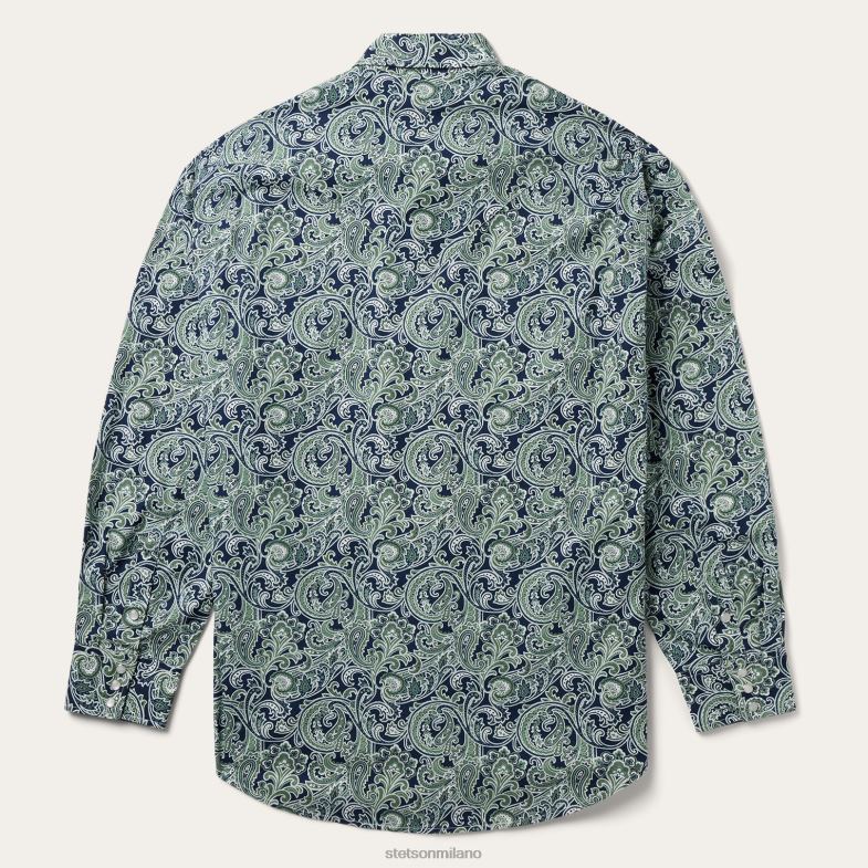 Stetson camicia western con stampa paisley di Greenspring 6BP6J319 abbigliamento blu uomini