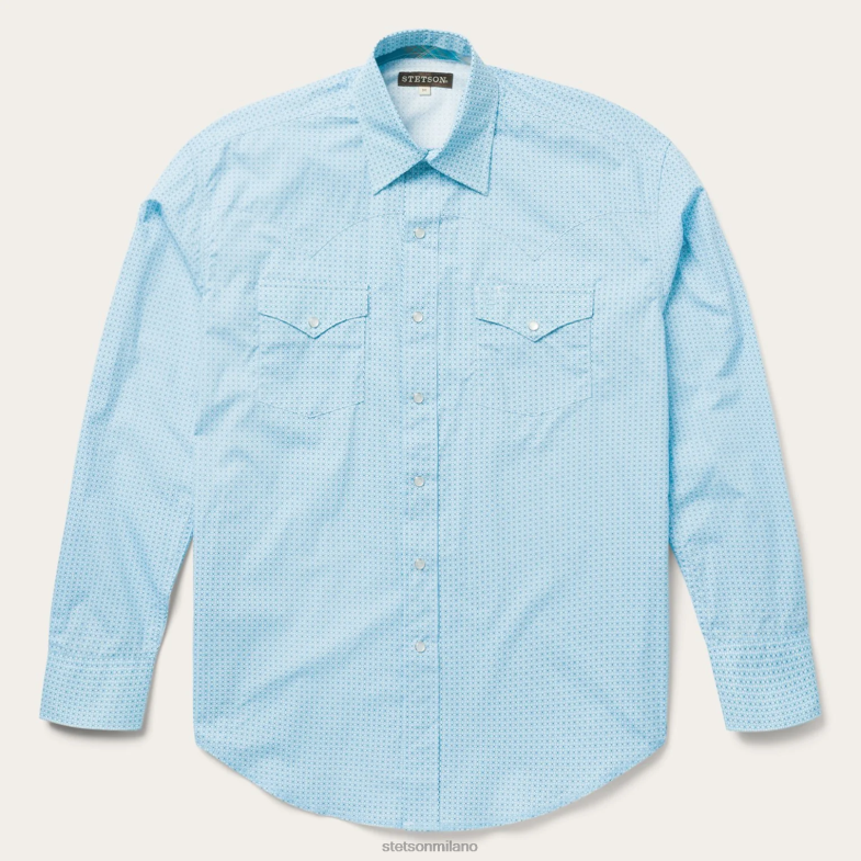 Stetson camicia western con stampa reticolare 6BP6J370 abbigliamento blu uomini
