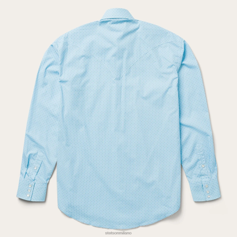 Stetson camicia western con stampa reticolare 6BP6J370 abbigliamento blu uomini