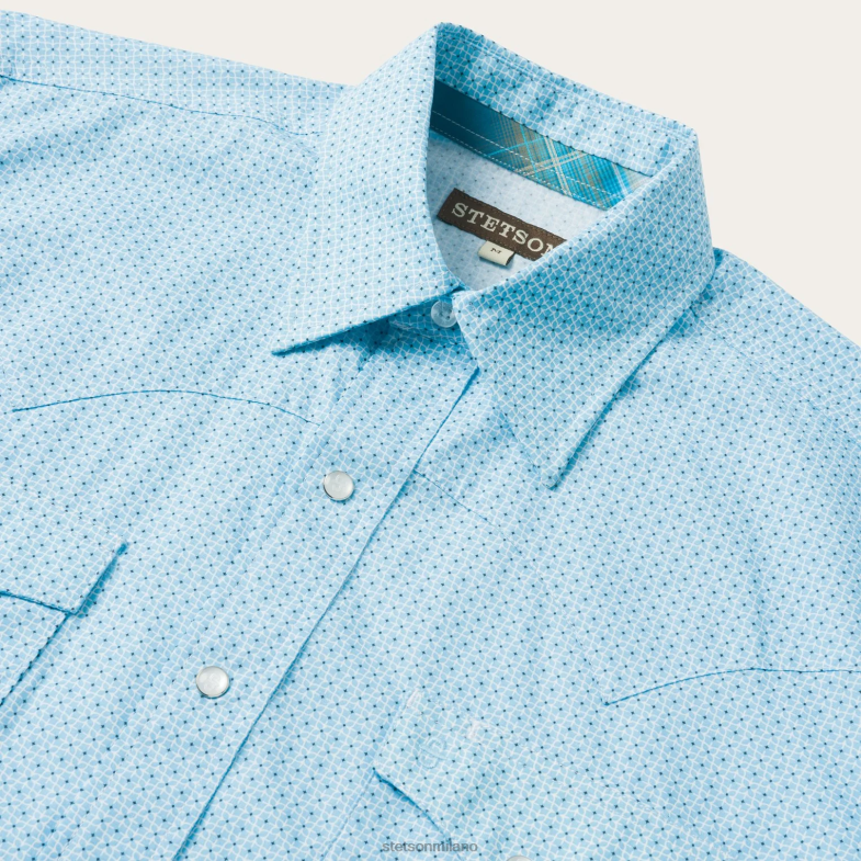 Stetson camicia western con stampa reticolare 6BP6J370 abbigliamento blu uomini