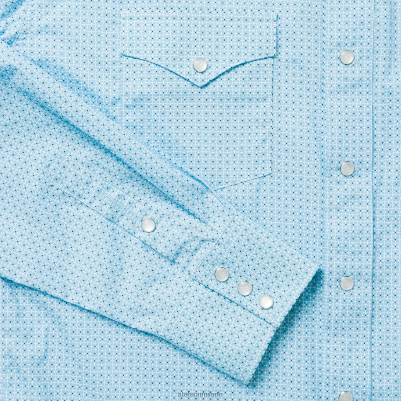 Stetson camicia western con stampa reticolare 6BP6J370 abbigliamento blu uomini