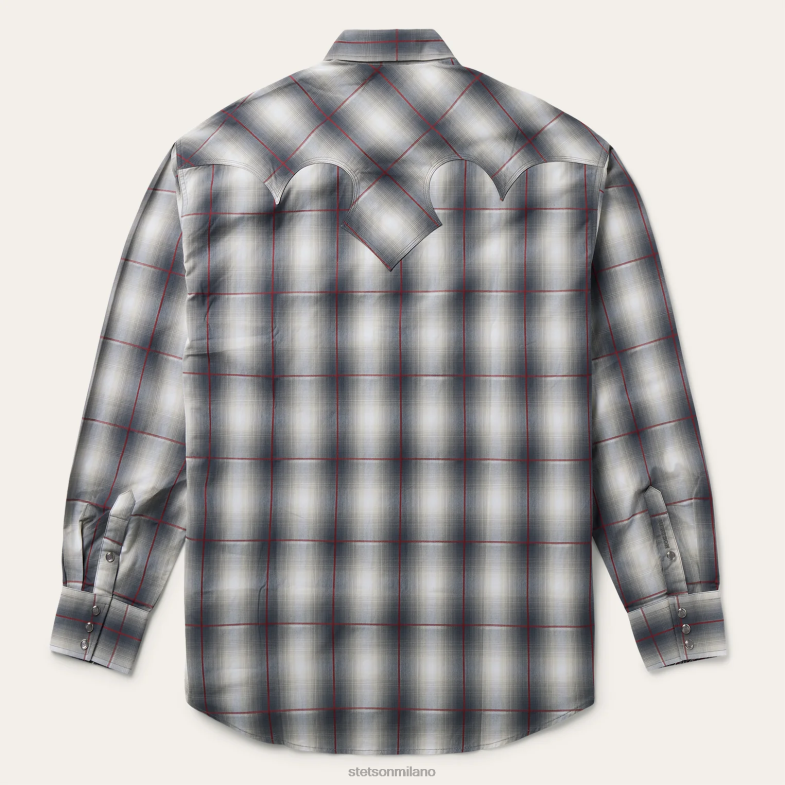 Stetson camicia western fumo ombre 6BP6J330 abbigliamento grigio uomini