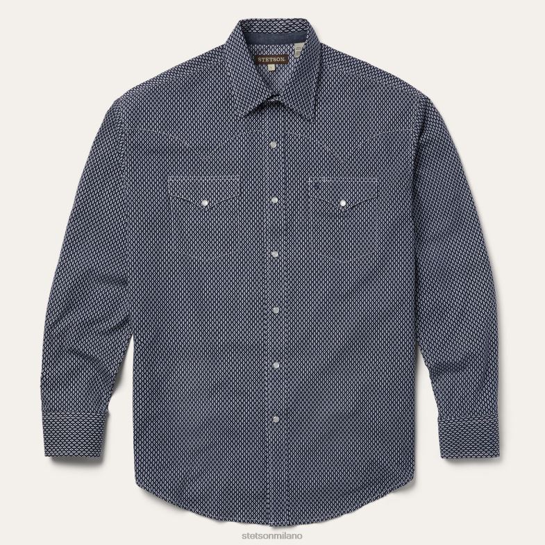 Stetson camicia western geo-diamantata 6BP6J355 abbigliamento blu uomini