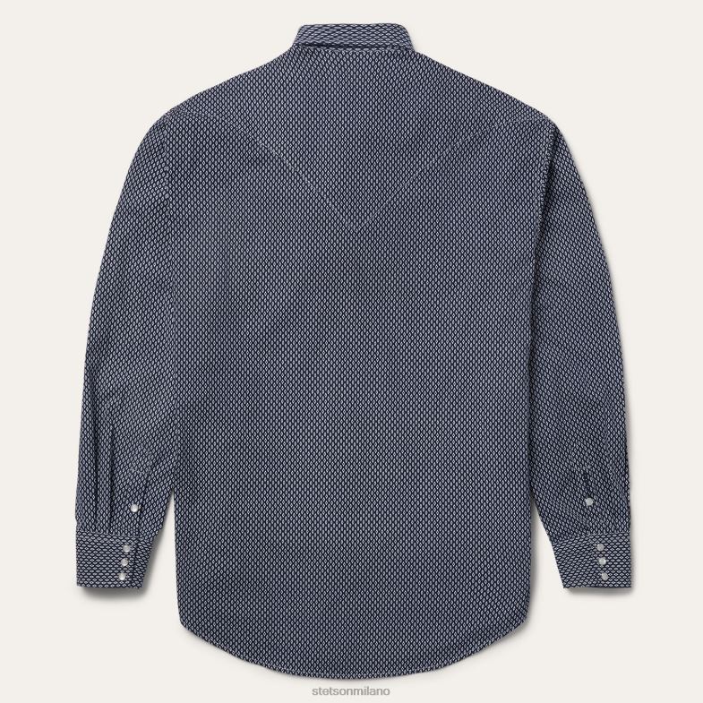 Stetson camicia western geo-diamantata 6BP6J355 abbigliamento blu uomini