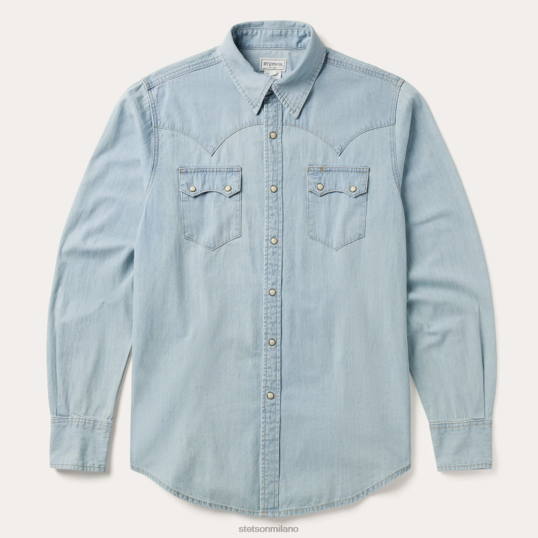 Stetson camicia western in denim leggero 6BP6J300 abbigliamento blu uomini