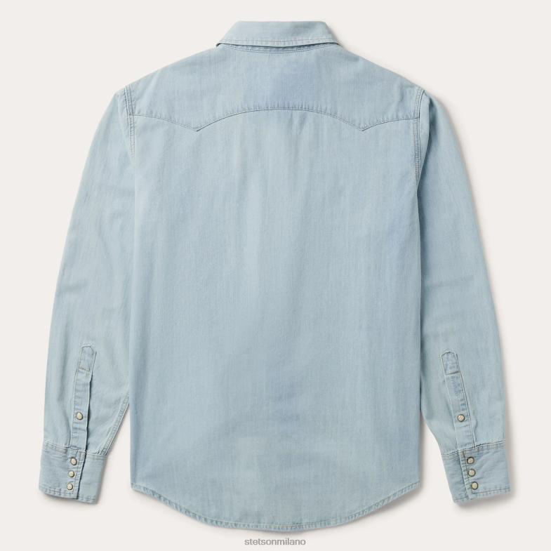 Stetson camicia western in denim leggero 6BP6J300 abbigliamento blu uomini