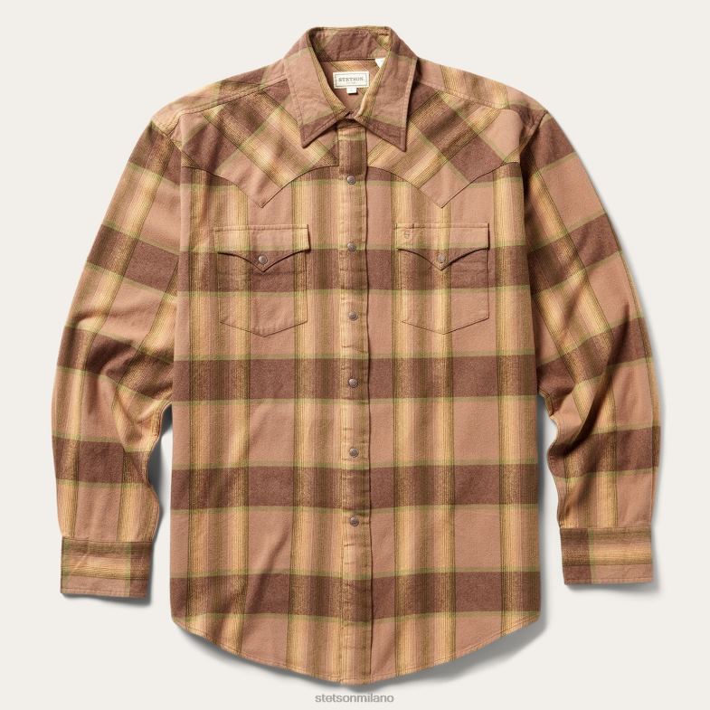 Stetson camicia western in flanella 6BP6J340 abbigliamento marrone uomini