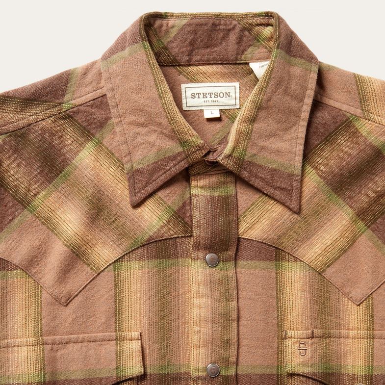 Stetson camicia western in flanella 6BP6J340 abbigliamento marrone uomini