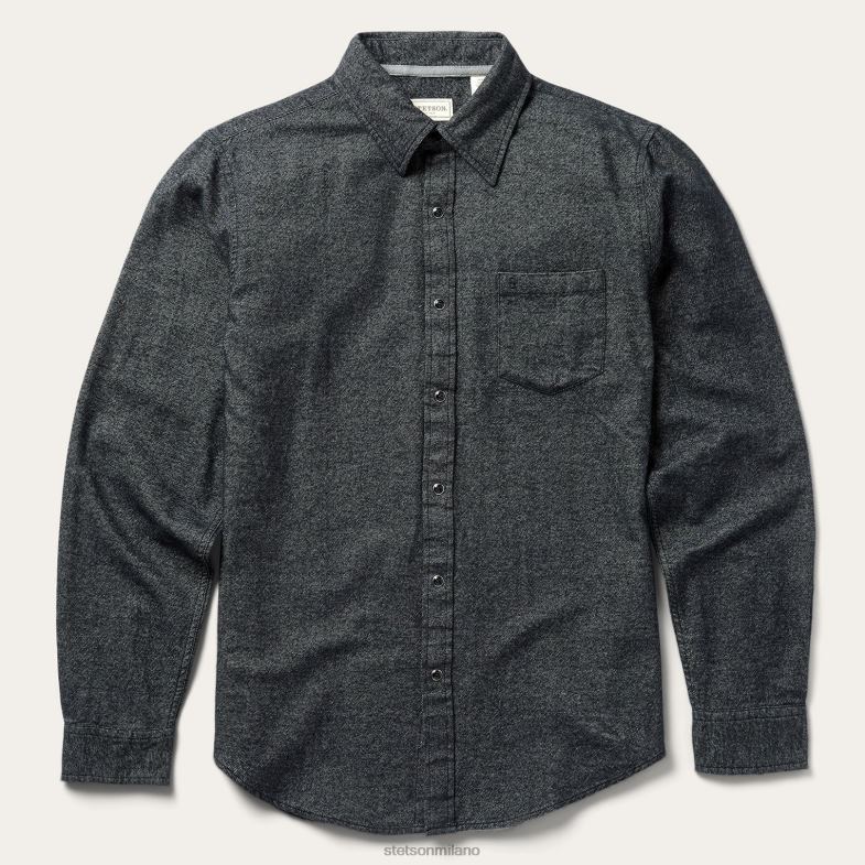 Stetson camicia western in twill spazzolato 6BP6J348 abbigliamento nero uomini