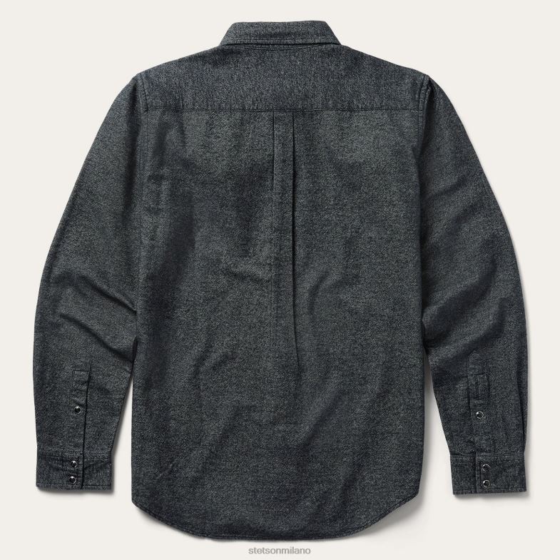 Stetson camicia western in twill spazzolato 6BP6J348 abbigliamento nero uomini