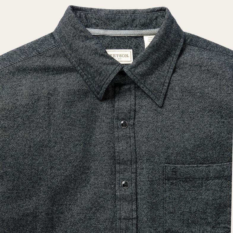 Stetson camicia western in twill spazzolato 6BP6J348 abbigliamento nero uomini