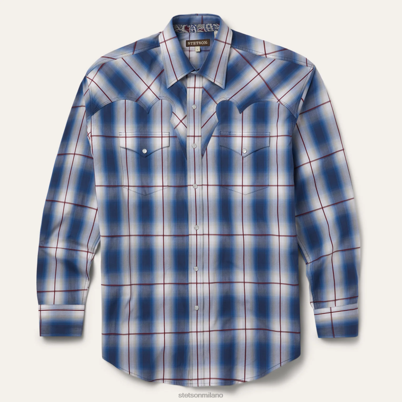 Stetson camicia western ombre 6BP6J359 abbigliamento blu uomini