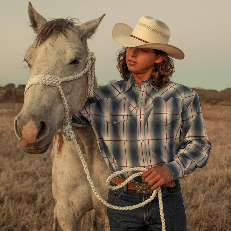Stetson camicia western ombre 6BP6J359 abbigliamento blu uomini