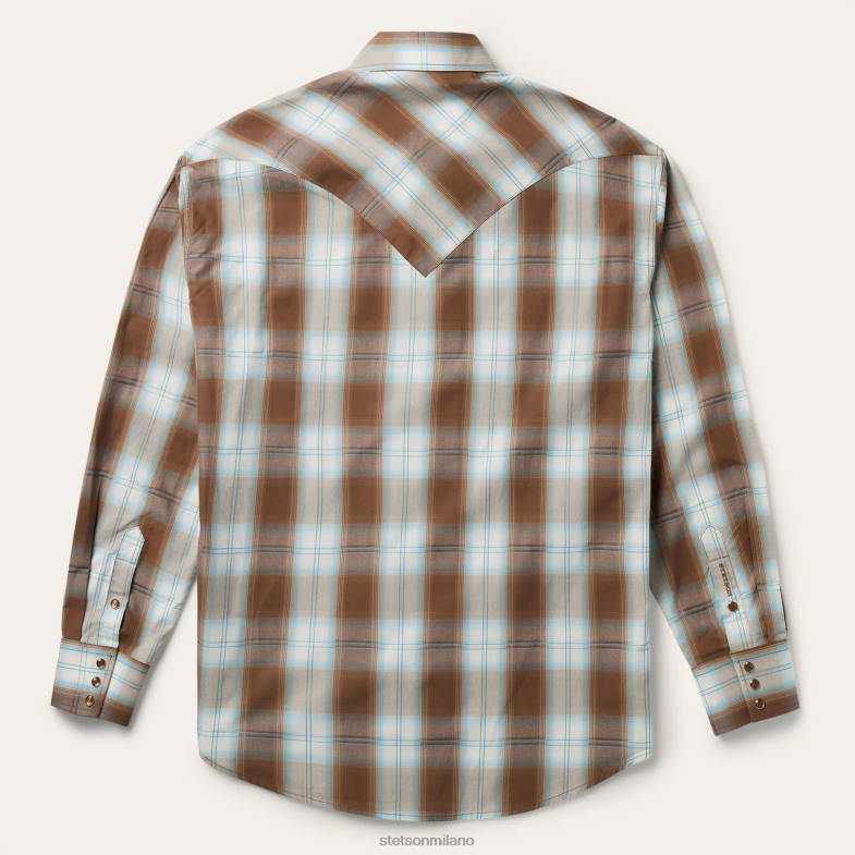 Stetson camicia western scozzese color sabbia 6BP6J312 abbigliamento marrone uomini