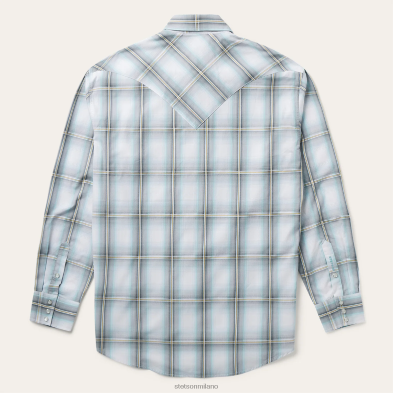 Stetson camicia western scozzese sky ombre 6BP6J302 abbigliamento grigio uomini