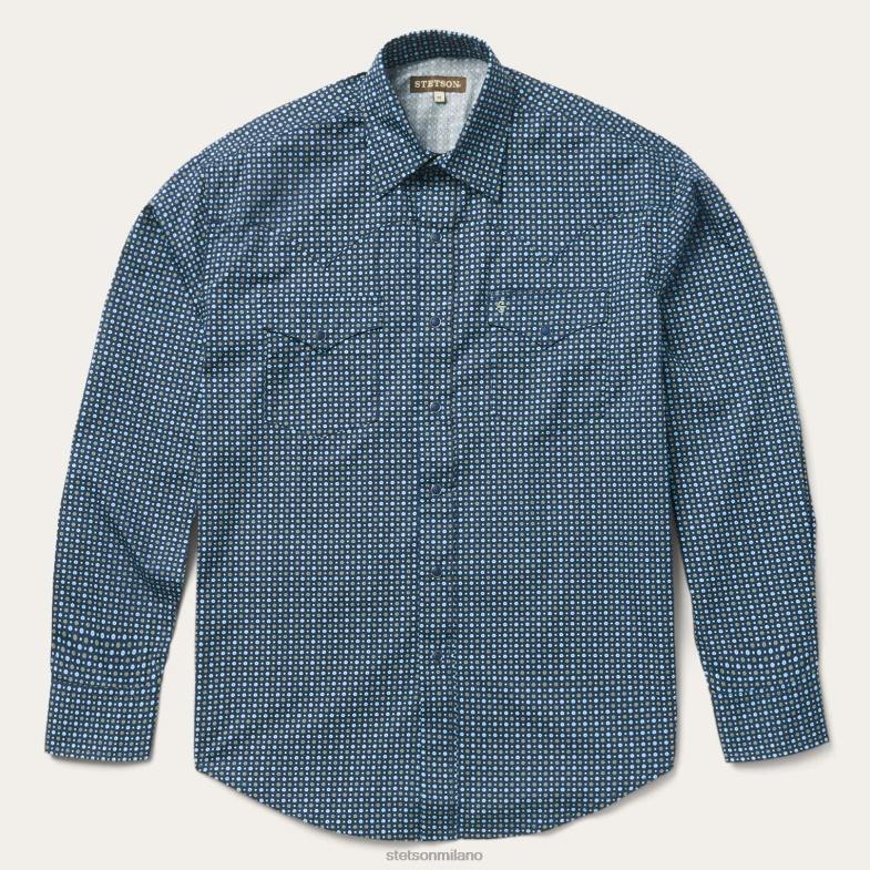 Stetson classica camicia con bottoni automatici a mezzanotte 6BP6J365 abbigliamento blu uomini