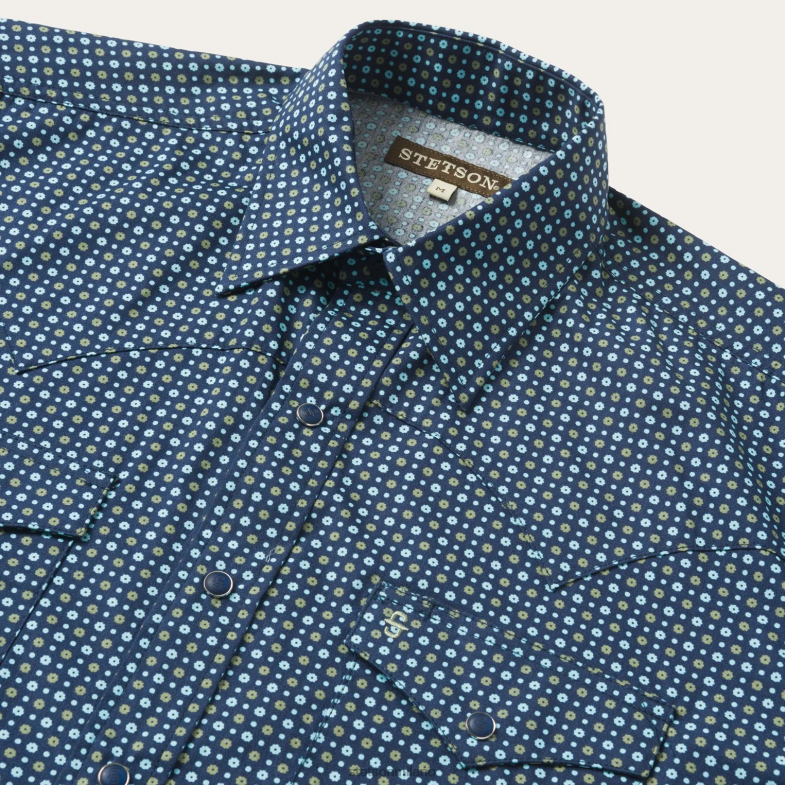 Stetson classica camicia con bottoni automatici a mezzanotte 6BP6J365 abbigliamento blu uomini