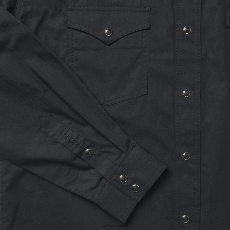 Stetson classica camicia western 6BP6J299 abbigliamento nero uomini