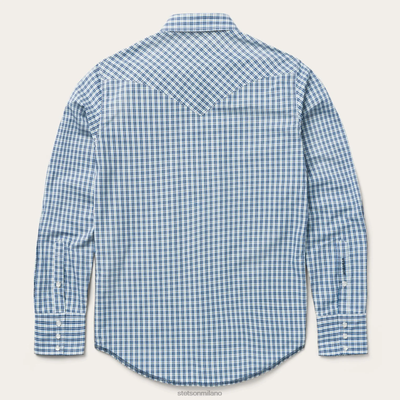 Stetson moderna camicia con bottoni automatici sul davanti in mini check 6BP6J366 abbigliamento blu uomini