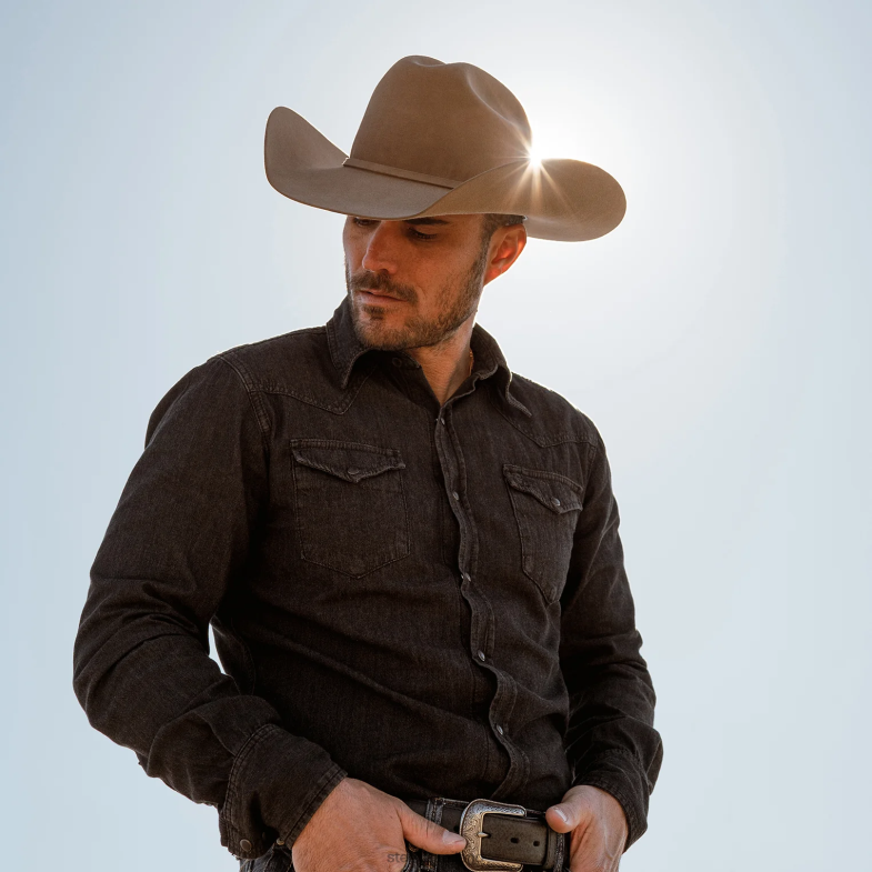 Stetson moderna camicia western in denim 6BP6J326 abbigliamento nero uomini