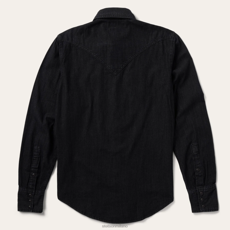 Stetson moderna camicia western in denim 6BP6J326 abbigliamento nero uomini