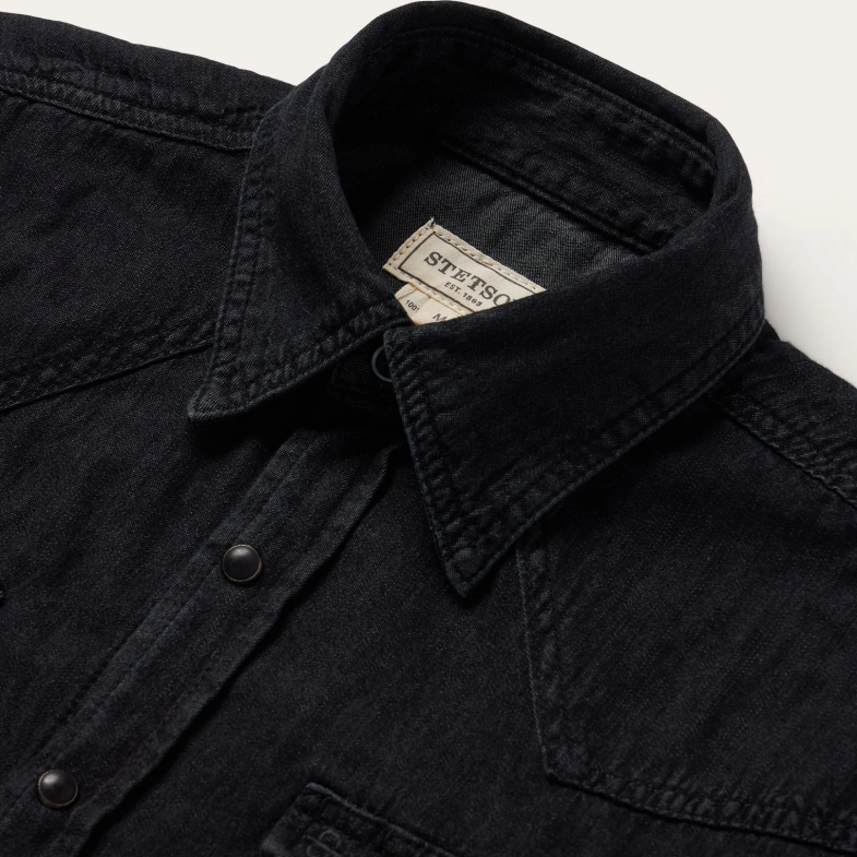 Stetson moderna camicia western in denim 6BP6J326 abbigliamento nero uomini