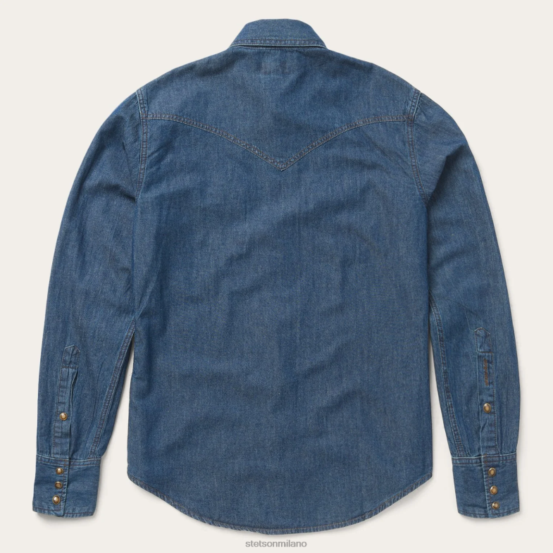 Stetson moderna camicia western in denim 6BP6J357 abbigliamento blu uomini