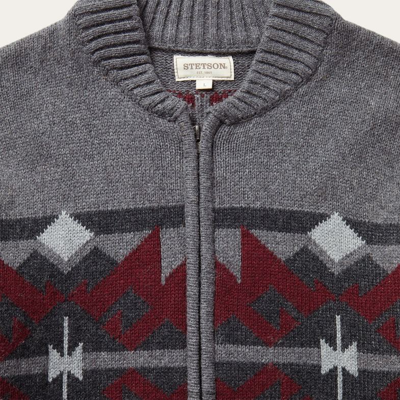 Stetson cardigan azteco 6BP6J396 abbigliamento grigio uomini