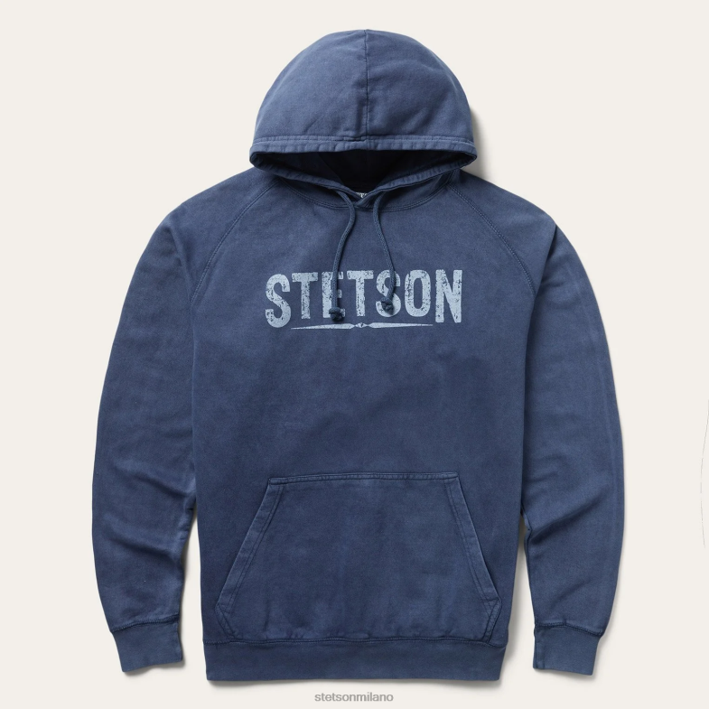 Stetson Felpa con cappuccio con logo invecchiato 6BP6J404 abbigliamento blu uomini