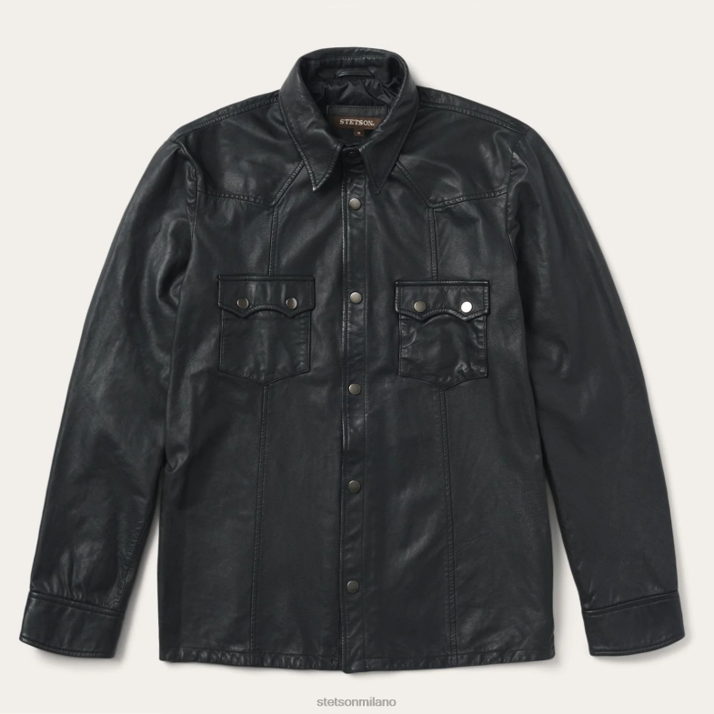 Stetson giacca da camicia western in pelle 6BP6J393 abbigliamento nero uomini